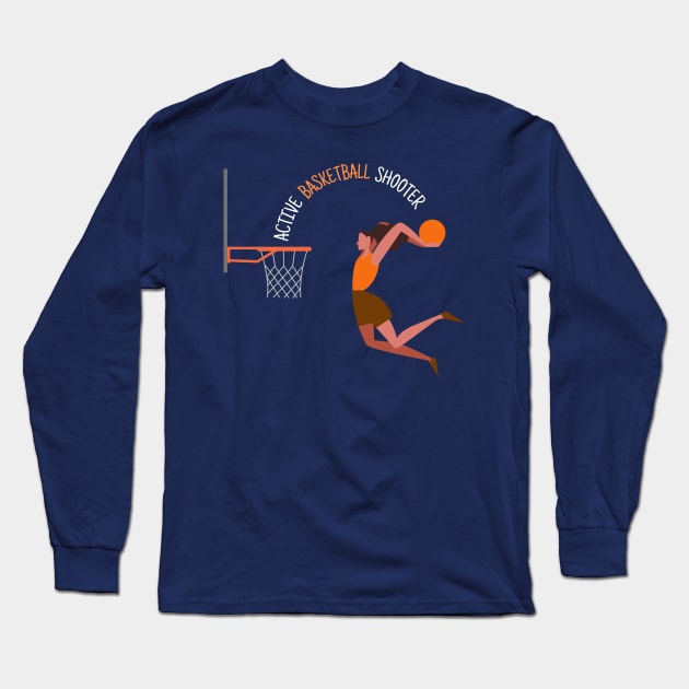 Active Basketball Shooter Girl Long Sleeve T-Shirt by DonSiedlik